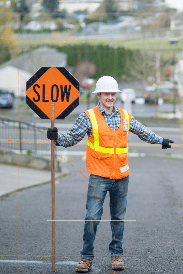 flagger gig worker in safety-focused construction industry